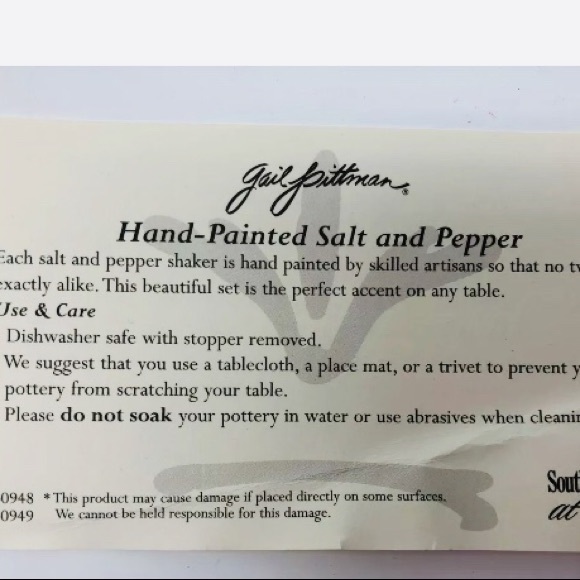 SLAH NIB Provence Salt & Pepper Set Hand Painted New in Box - Picture 5 of 5